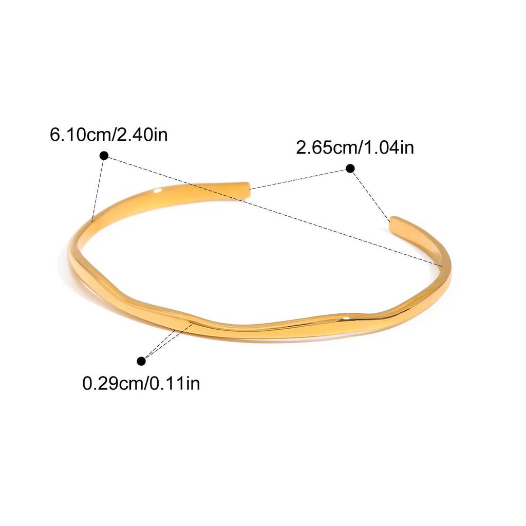 Waterproof Stainless Steel Simple Stacking Cuff Bracelet 18K Gold Plated Trend Fashion Unisex Jewelry Men Women
