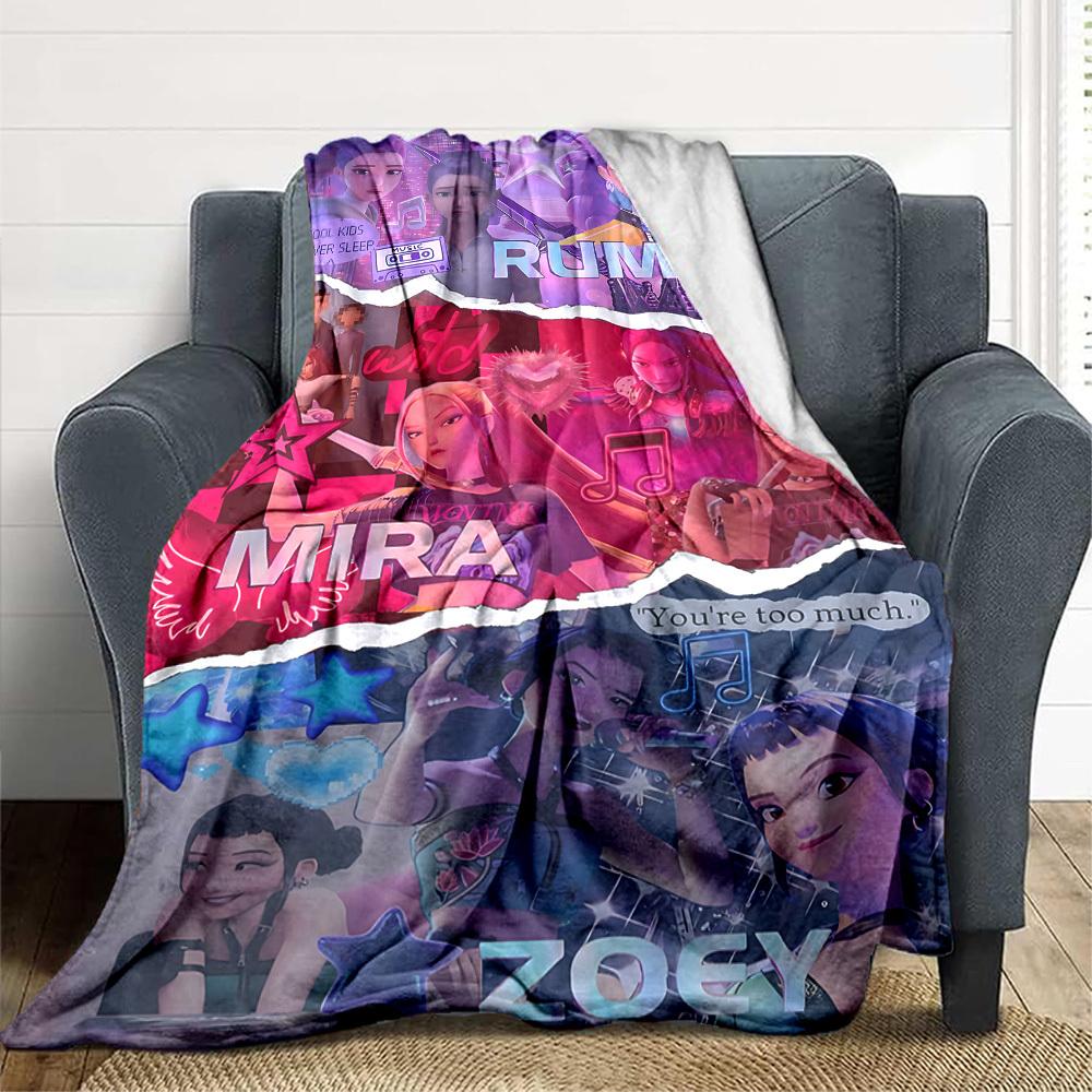 1pc Huntrix, K POP Soft Comfortable Blanket Digital Print, All Season Multipurpose Knit Fabric Bedding, Office, Sofa Home Decor Blanket