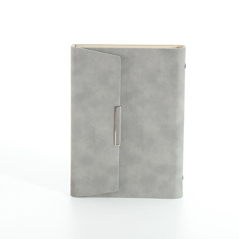 Business A5/B5 Notebook Imitation Leather Hardcover Loose-Leaf Notepad with 6-Hole 70% Oil-Edged New Style Business Notebook (Gray,A5&A5) серый