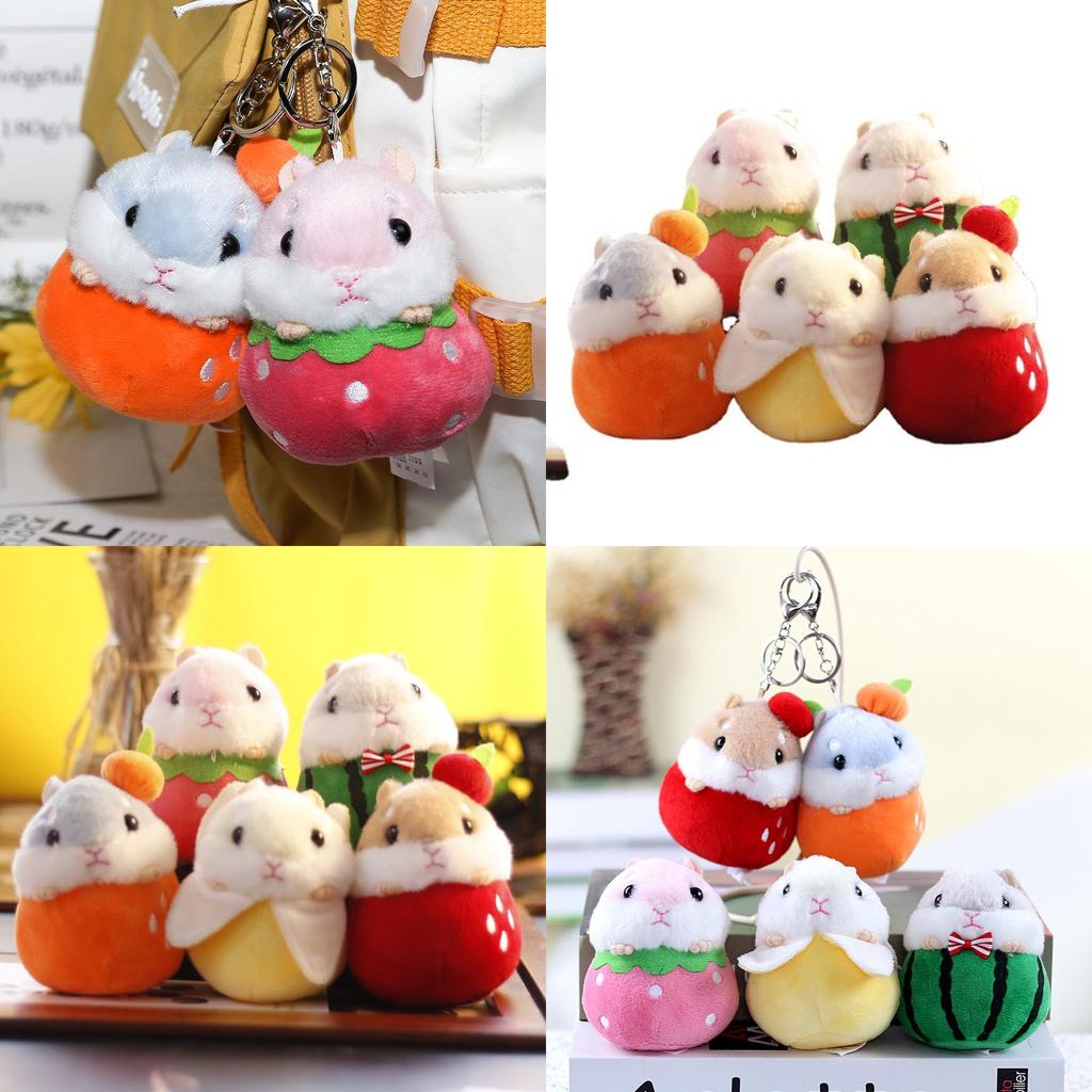 Adorable Mini Plush Hamster Keychain Soft Stuffed Animal Bag Charm Toy Cute