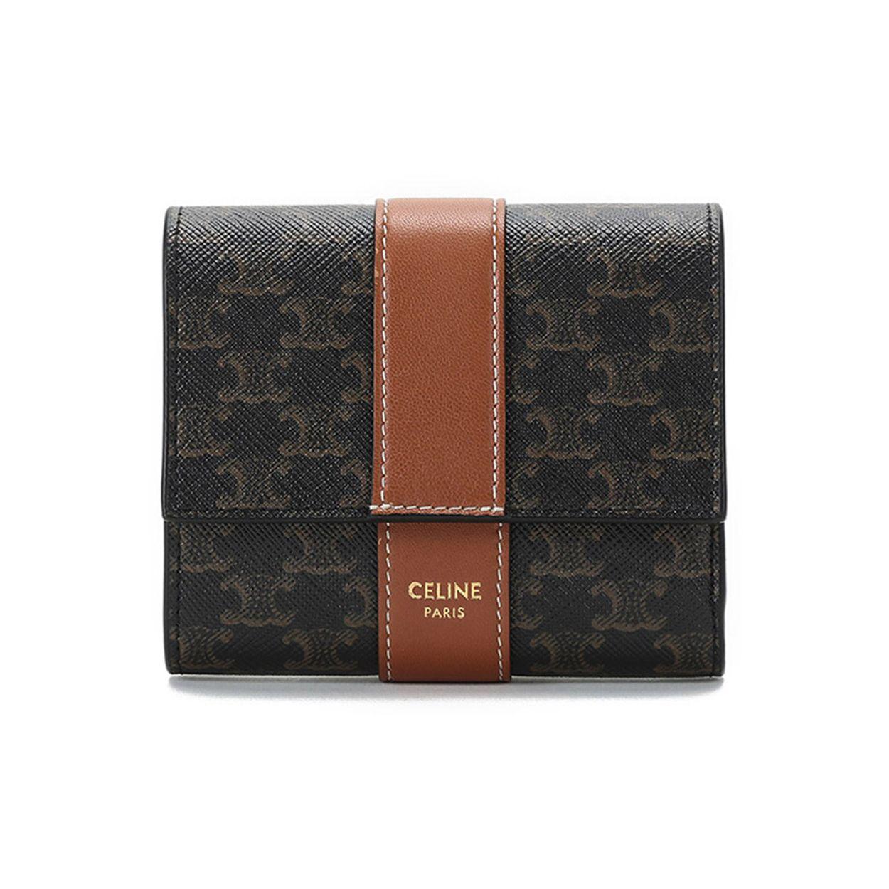 

Celine Triomphe Canvas And Leather Wallet Women wallet Charcoal Brown 10D572BZ9-04LU Box(Basic Set+Box)