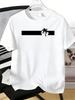 Unisexs Round Neck Short Sleeve Tee Minimal Palm Tree Striped Graphic Print Soft Casual Summer Street Fashion Male Daily Wear Top