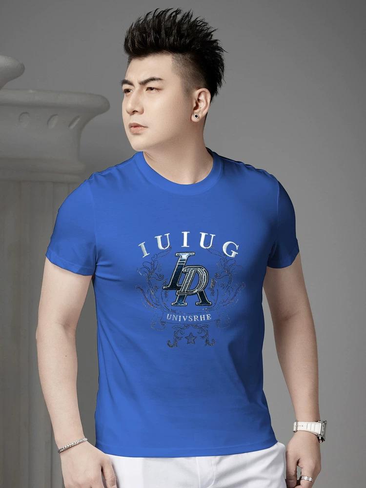 European Station 2025 Summer New Half-Sleeve T-Shirt Trendy Embroidered Rhinestone Round Neck Top Men's Short-Sleeve T-Shirt