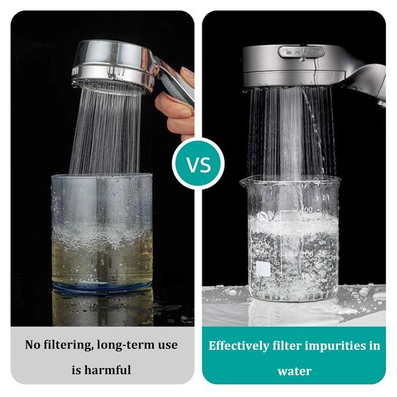 Aufgerüsteter 4-Gang-Multifunktions-Boost-Filter-Duschkopf Badzubehör Ein-Knopf-Schalter Dusche