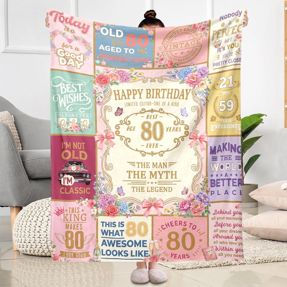 Celebrating 80 Years Of Excellence Flannel Blanket-Soft and Suitable for Sofas,Beds,Offices,Travel,All Seasons,Great Gift for Holidays and Birthdays.