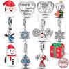 Christmas Gift Charms Beads Accessories Bracelets Snowflake Clear Cz Zircon Santa Claus Deer Copper Charms Jewellery