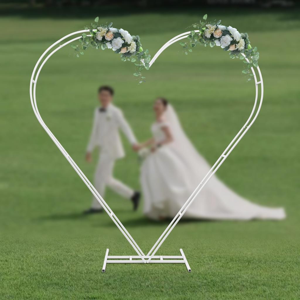 Bymaocar 6.7*6.7FT Heart Shape Arches Backdrop Stand with Base,Love Balloon Column Frame for Proposal,Wedding,Anniversary Party