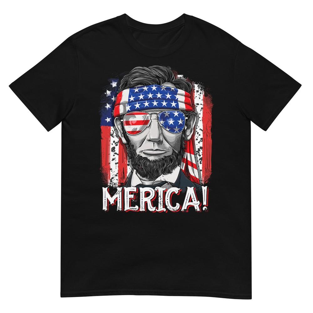 Lincoln 4. Juli Merica Abe Jungen Männer Frauen Amerikanische Flagge T-Shirt
