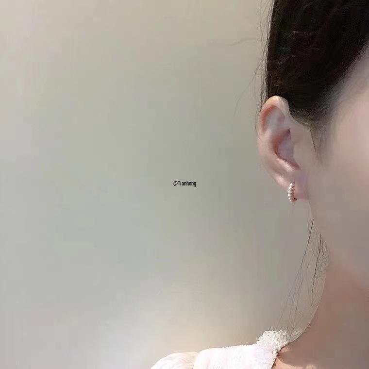 18K Gold Pearl Hoop & Cuff Earrings for Women