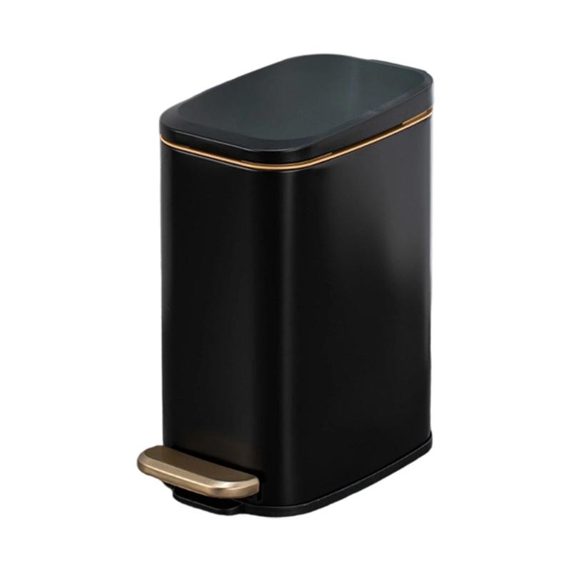 Stainless Steel Rectangular Trash Can 6L Bathroom Waste Bin with Odor Control Seal Lid Slip Resistant Base Home Supply