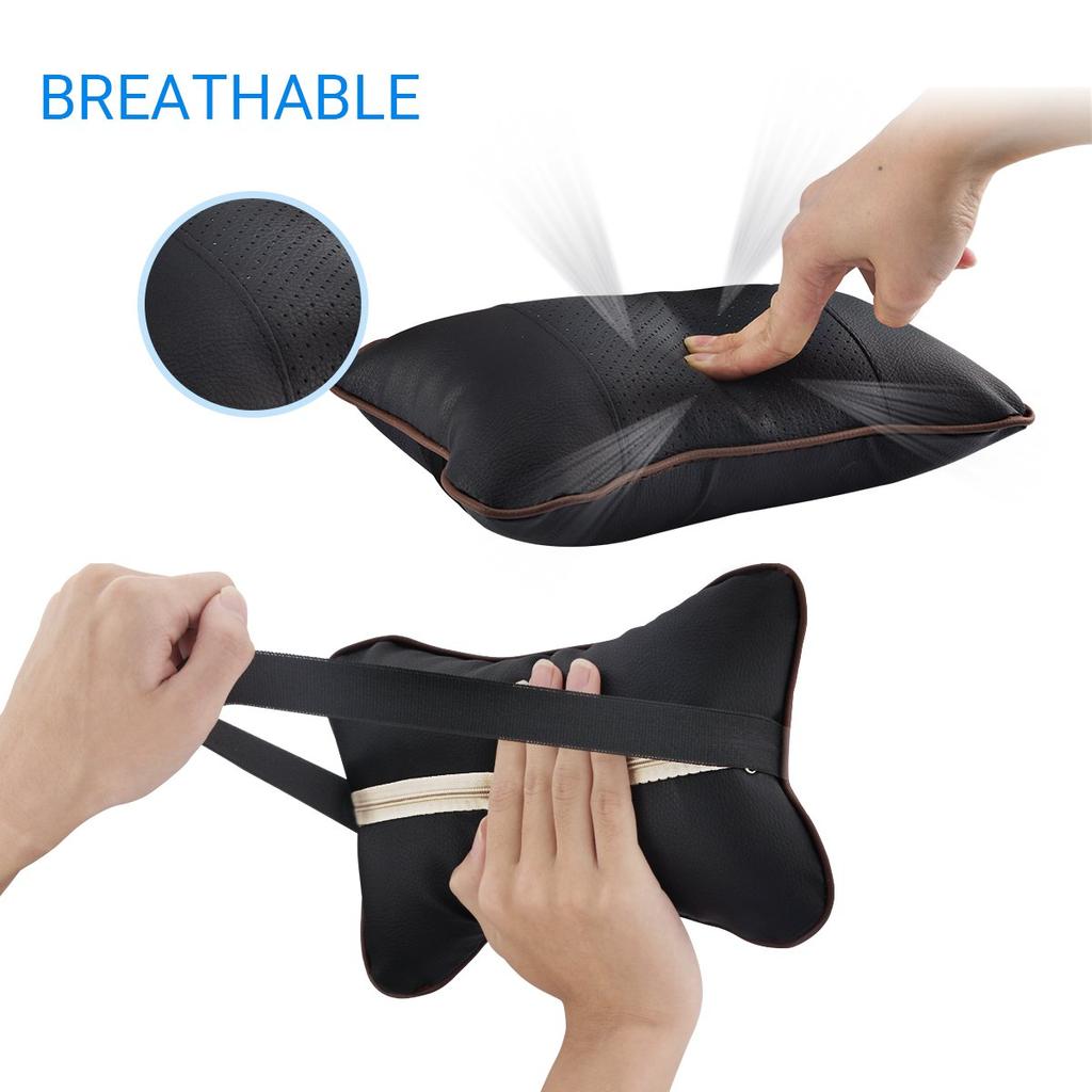 Car Seat Headrest Covers Car Leather Breathable Safety Pillow Auto Car Universal Head Neck Rest Pillow Pad For Car Travel Pillow