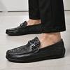 Men's Crocodile Pattern Beanie Shoes New Breathable Loafers Soft-soled Lazy Shoes One-pedal Casual Leather Shoes Men
