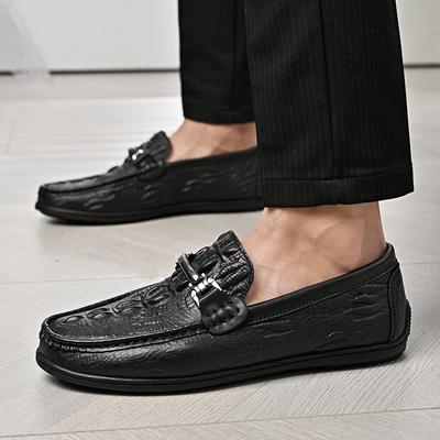 Heren beanie schoenen met krokodillenpatroon nieuwe ademende loafers zachtzool luie schoenen casual leren schoenen met één pedaal heren