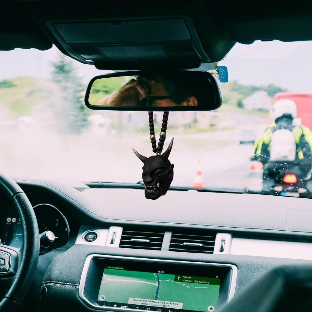 Car Rearview Mirror Decoration, Car Pendant, Hanging, Car Decoration, Accessory, Hannya Car, Amulet, Car