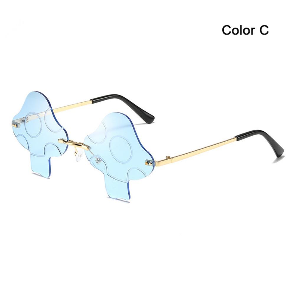Halloween Transparent Women's Sunglasses Mushroom Shape Irregular Sun Glasses Fun Rimless Mushroom Glasses for Women Girls