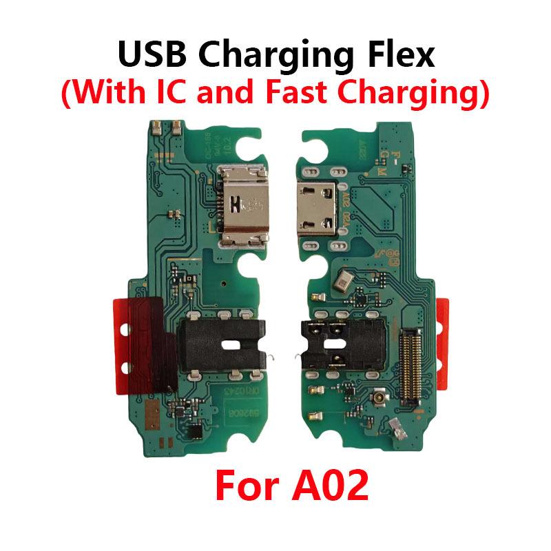 For Samsung A02 USB Charging Board Dock Port With IC and Fast Charging Flex Cable Repair Parts