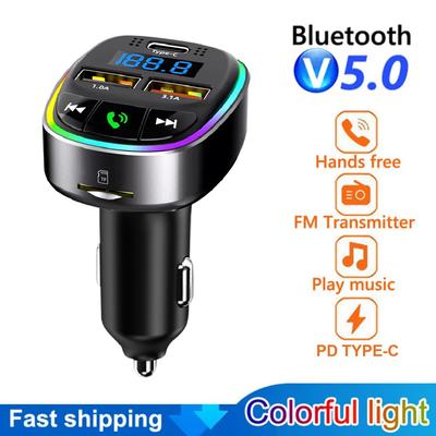 Transmetteur FM mains libres pour voiture, kit Bluetooth pour voiture, modulateur MP3, lecteur, carte TF, récepteur USB AUX 3,1 A, double USB TYPE-C, chargeur rapide
