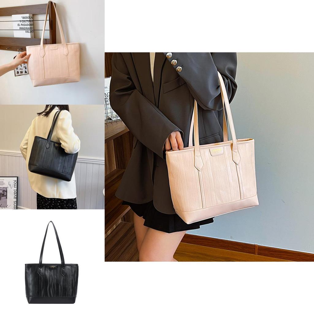 Elegant Pu Leather Large Capacity Tote Bag For Women Stylish Daily Handbag With Zipper Closure