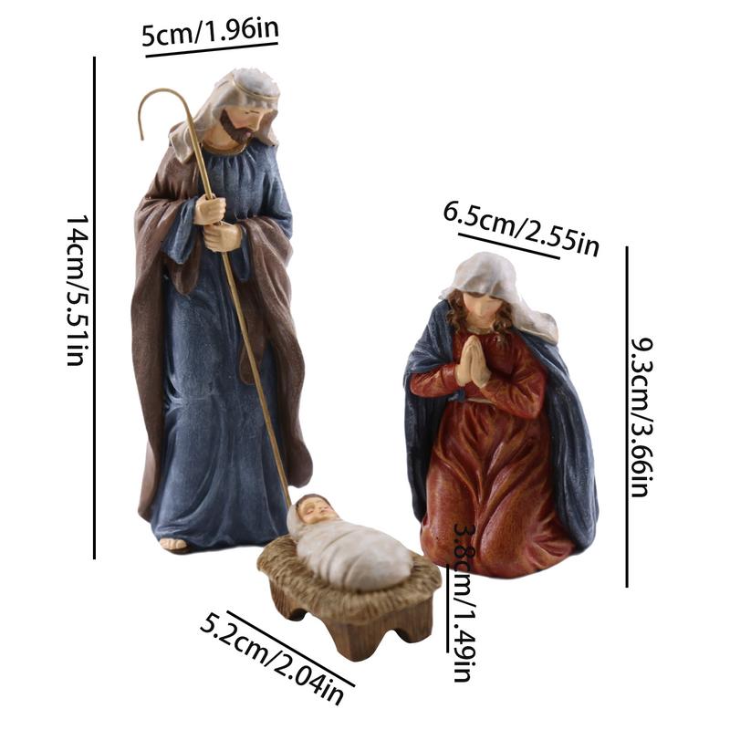 Nativity Figurines Christmas Resin Home Decor 3-Piece Nativity Scene Statue Desk Decoration For Shelf Bedside Living Room