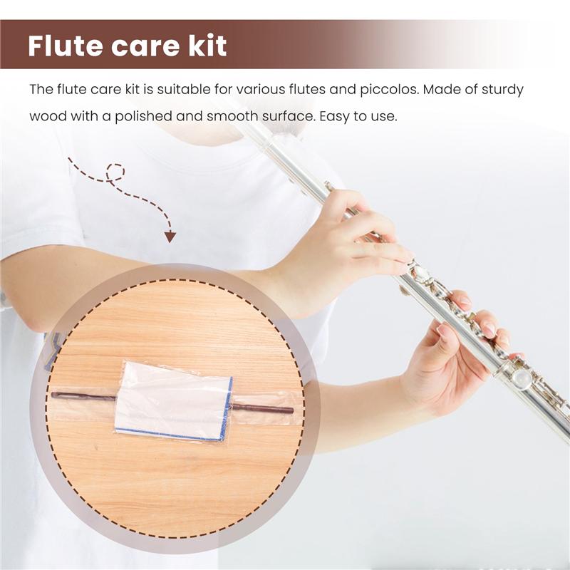 

A23I-Wooden Flute Cleaning Rod Flute Cleaning Cloth Flute Care Kit Flute Accessories бурштин