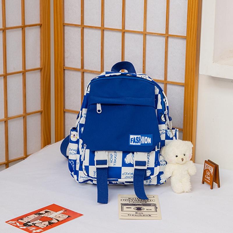 

IELGY Милый рюкзак женский в стиле кэжуал, маленький, свежий и милый школьный рюкзак в клетку синий