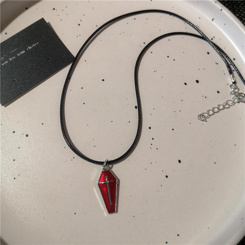 Gothic Red Cross Thorn Heart Butterfly Pendant Choker Black Bead Necklace Personalized Y2K Halloween Charms Grunge EMO Jewelry