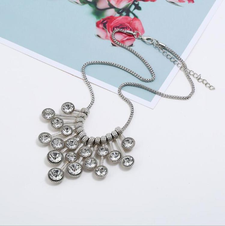 Elegant Black White Multilayer Round Crystal Necklace For Women