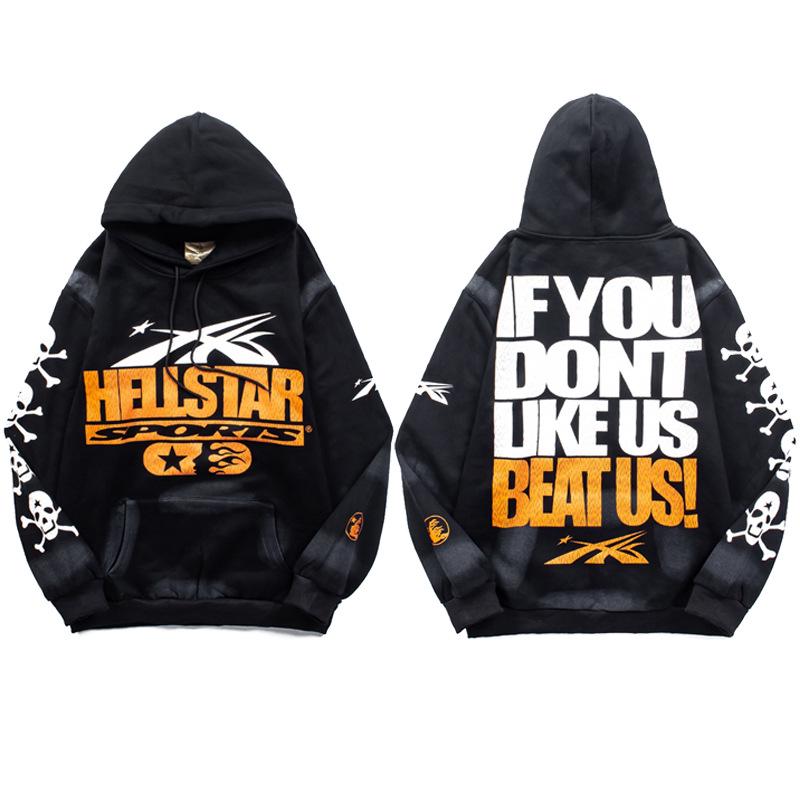 Retro mikina Hellstars s ručně malovaným graffiti - Trendy design s odlupující se barvou a barvením blátem