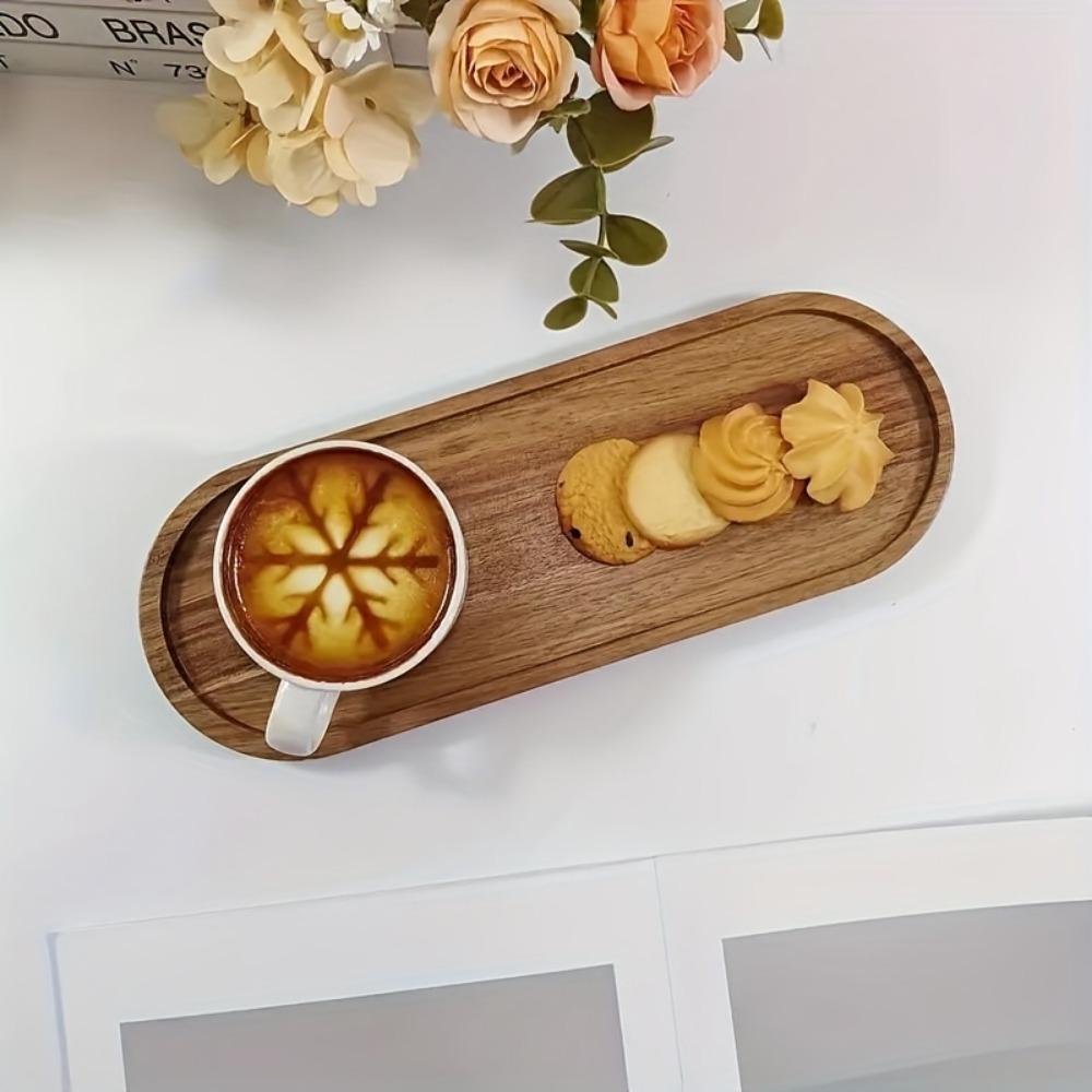 1pc Acacia Wood Serving Tray - Perfect for Serving Variety of Dishes