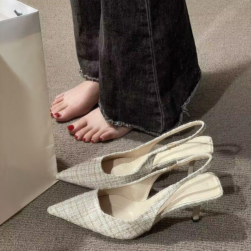 

Французские женские босоножки на высоком каблуке с закрытым носком, летние туфли-стилеты с острым носком, слипоны 42