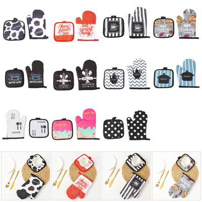 Cooking Baking Gloves Oven Mitts Microwave Oven Gloves Home Kitchen Tool Potholder Pad for Cooking Baking Grilling