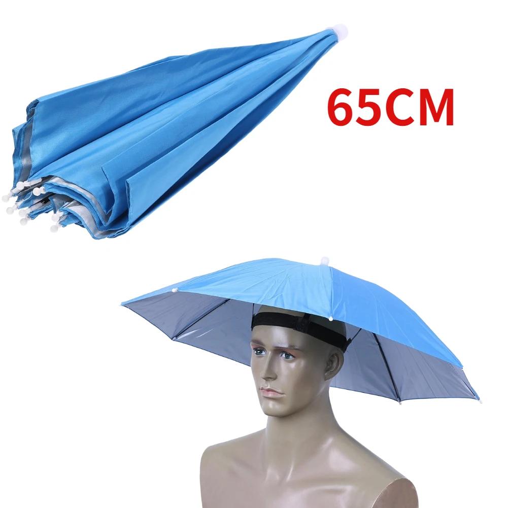 Outdoor Foldable Head Umbrella Hat Anti-Rain Anti-Sun Head-Mounted Headwear Sun Cap for Fishing Golf Cycling Hiking Camping