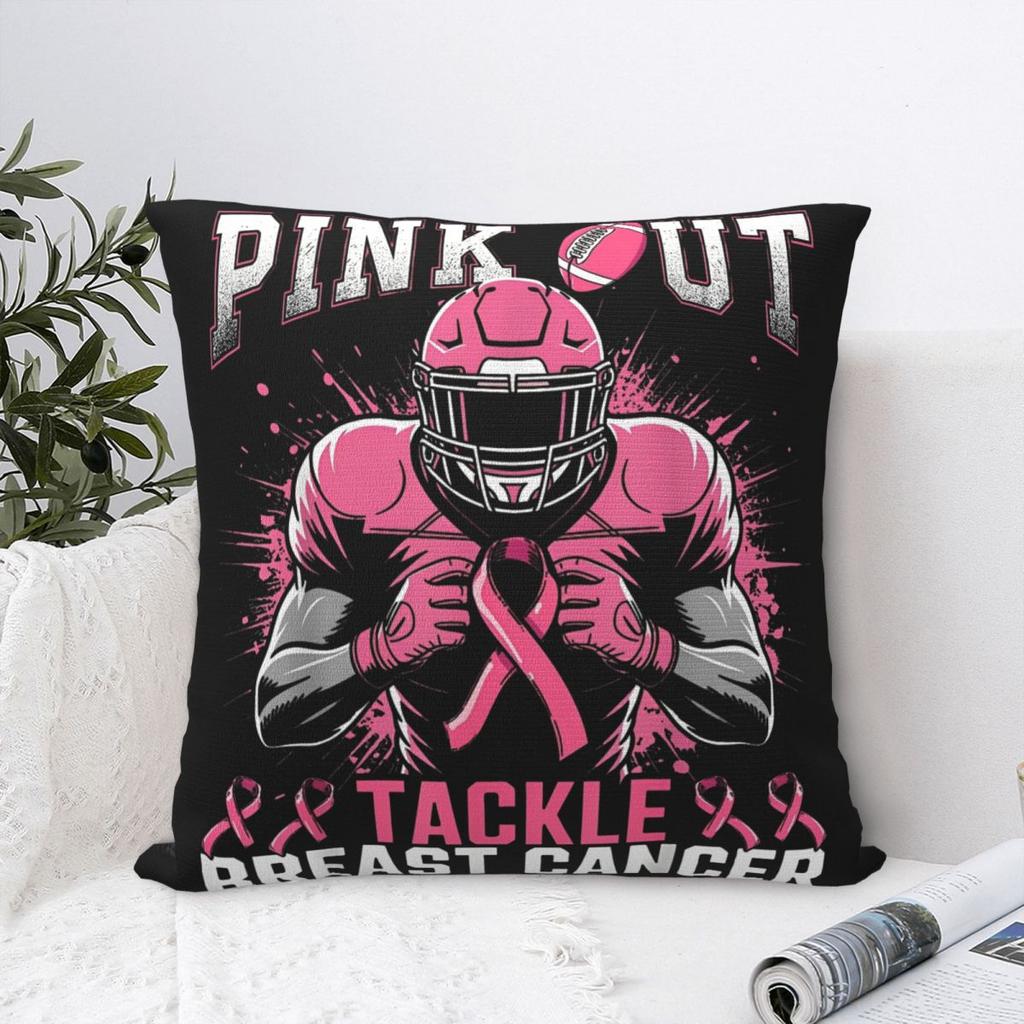 Pink Out Tackle Brustkrebsaufklärung American Football Kissenbezug Kissenhülle Dekoration Wurfkissenbezug Sitz