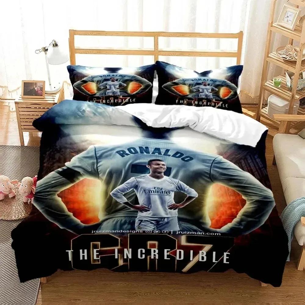 3D Print Football Star Cr7 Bedding Set Boys Girls Twin Queen Size Duvet Cover Pillowcase Bed Adulthome Textile