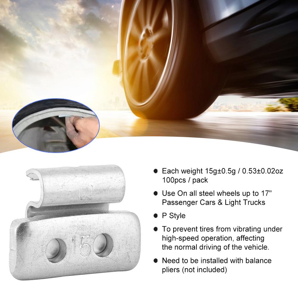 15g 0.53oz 100 Stück P-Stil Radgewicht Aluminiumlegierung Aufsteckausgleichsgewicht für Stahlräder
