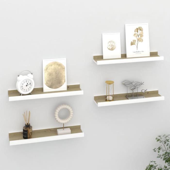 VidaXL Étagères murales 4 pcs Blanc et chêne Sonoma 40x9x3 cm