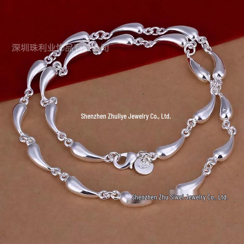European & American Silver Plated Water Drop Necklace - Ladies Versatile Clavicle Chain