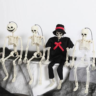 Halloweenské rekvizity lebky Strašidelná dekorace strašidelného domu Realistická kostra Socha pro vnitřní a venkovní slavnosti