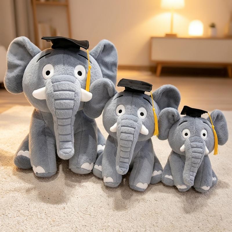 2025Cm Graduation Doctor Elephant Plush Toy Stuffed Cartoon Animal Bachelor University Classmate Souvenir Gift