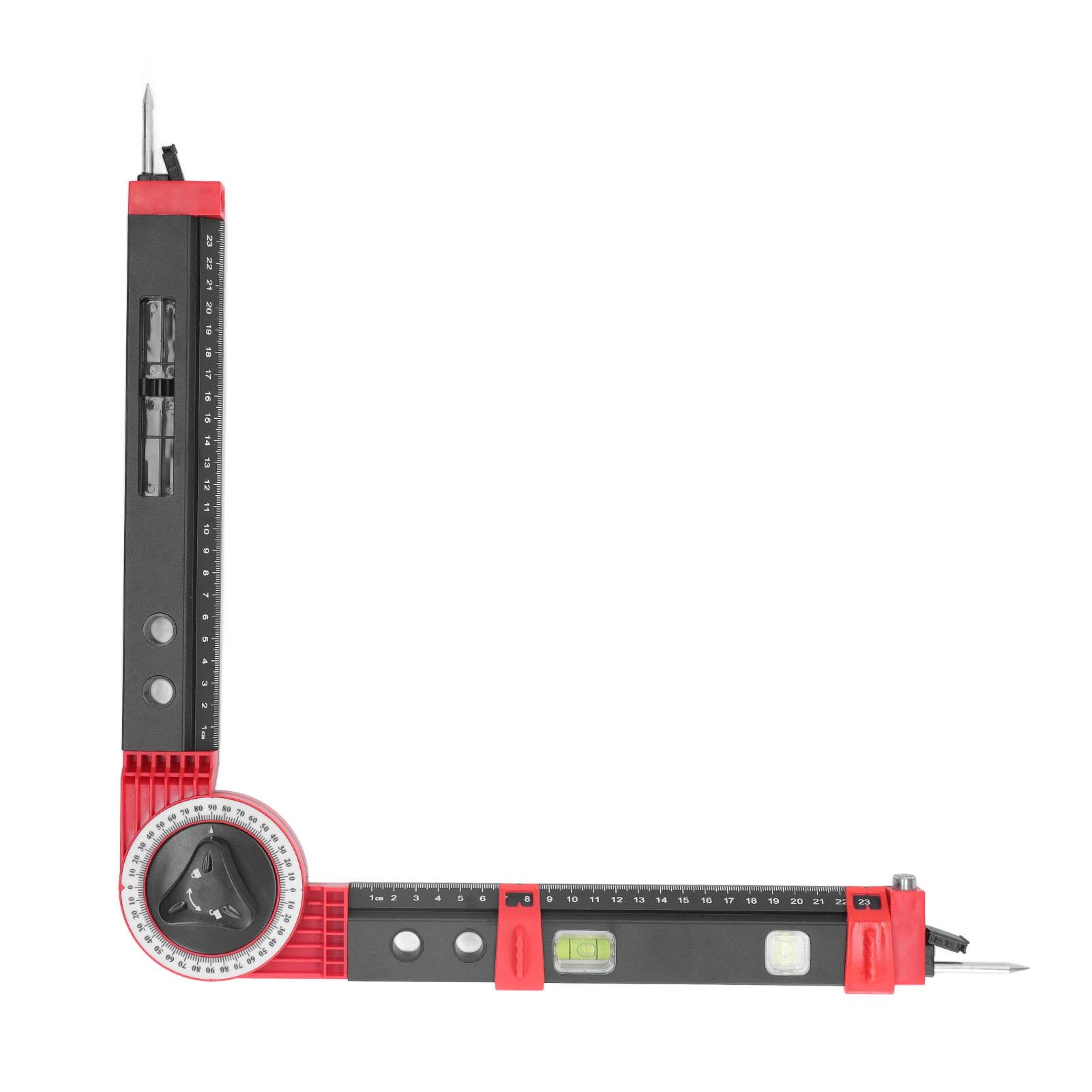 

Miter Saw Protractor Metal Angle Measurement Finder Gauge Cutting Guide Tool with Bubble Level Black Red Black Red