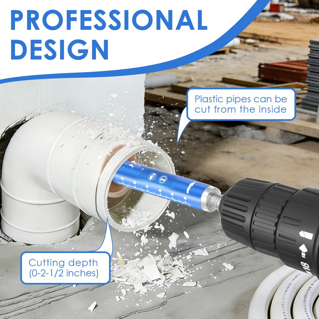 Impact Connect Pipe Cutter with Diamond Grit Cutting Wheel 2-1/2" Cutting Depth 1/4" Hex Shank 1.34" Diameter Plumbing Tool