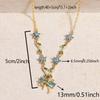 Flower Bow Necklace Pendant Shiny Pendant Chain Delicate Bowknot Rhinestone Necklace  Holiday