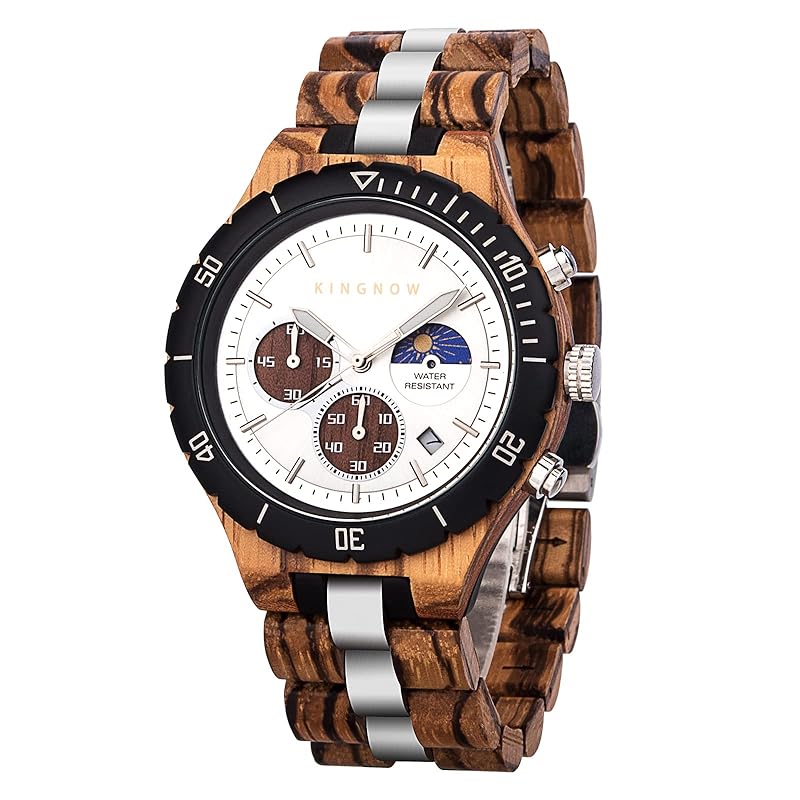 

wooden watch for men bamboo clock luxury quartz watch mens watches date night light lightweight waterproof anniversary father s day present KINGNOW