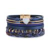 Accessori a Forma di Cuore di Pietra Pelle Intrecciata Multistrato Gioielli da Donna Bracciale Largo Regalo
