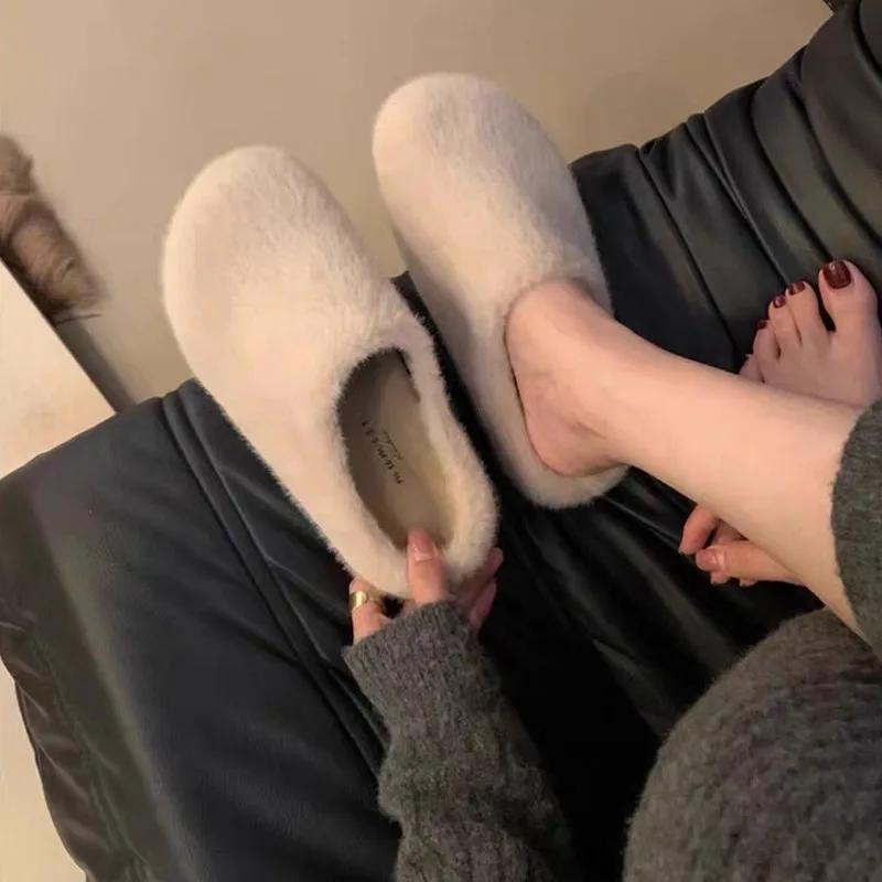 Fashion Leopard Women Flats Platform Fur Slippers Suede Mules Shoes Winter New Flip Flops 2025 Trend Home Cotton Shoes Casual Zapatos