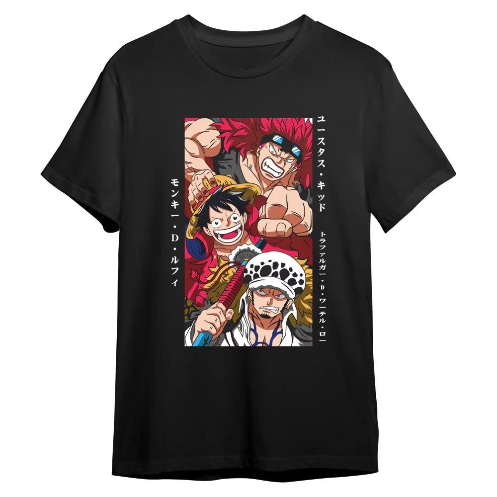 One Piece Japanese-style Trendy Cartoon Print Short-sleeved T-shirt Comfortable and Casual Suitable