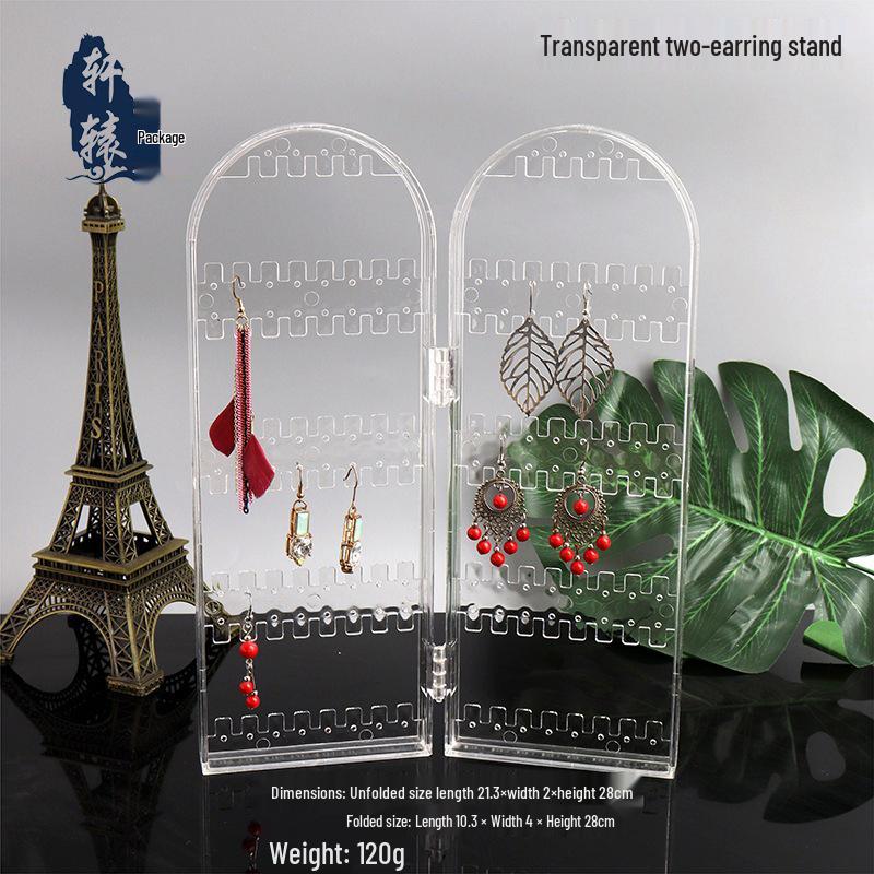 Four-Panel Folding Earring & Necklace Holder with Multi-Hole Display
