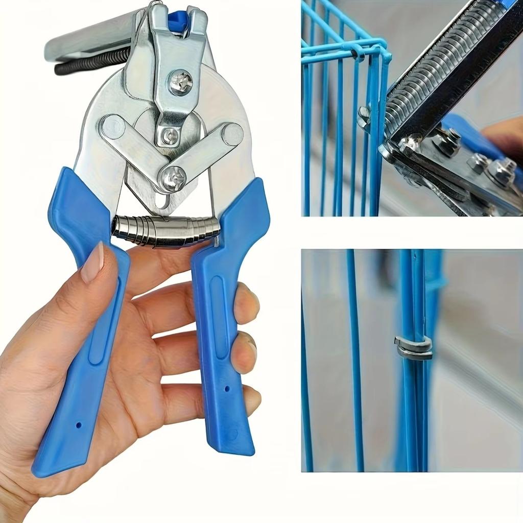 Heavy-Duty Iron Cage Pliers Set, Pig Pen Clamp Kit with 600 M-Type Clamps - Durable Home Repair Tools Suitable