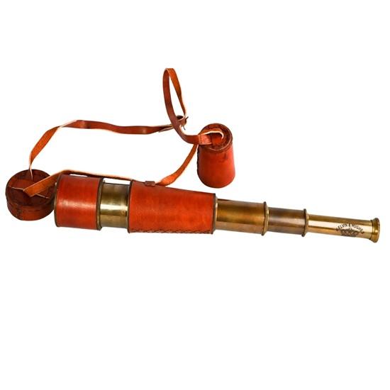 45.72 Cm Handmade Brass Spyglass Telescope with Leather Case Nautical Decor, Pirate Style