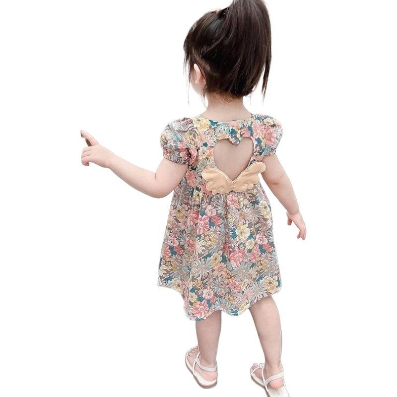 Summer Infant Baby Girls Floral Dress Fashion Princess Sundress Little Girls Casual Printed Holiday Outfit Dress
